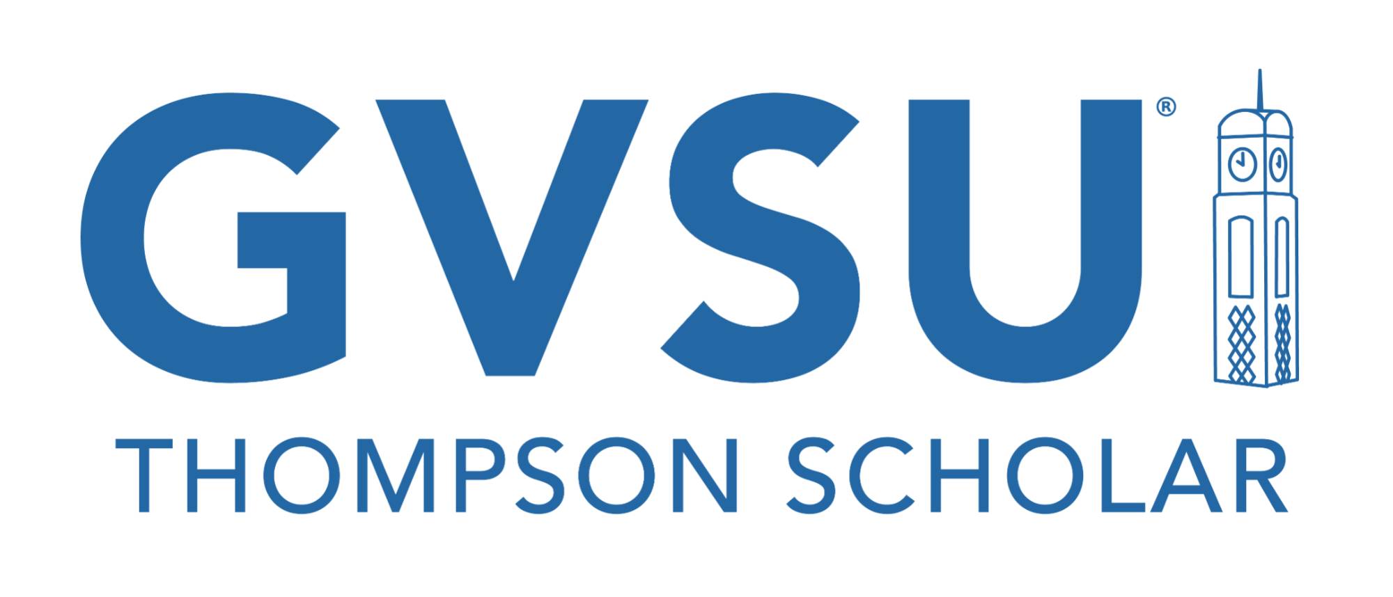 GVSU Thompson Scholars blue and white logo
